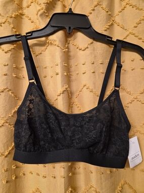 Auden Black Lace Bralette with Floral Sheer Panels